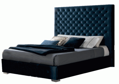 Bedroom Furniture Modern Bedrooms QS and KS Leonor Blue Bed w/storage
